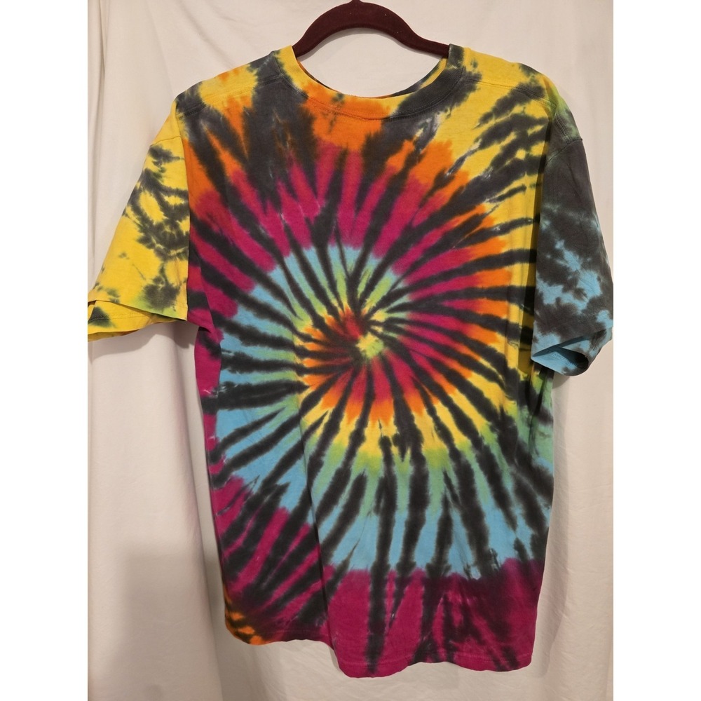 Liquid Blue Colorful Tie Dye T-Shirt Adult L Pink Blue Hippie Retro Swirl